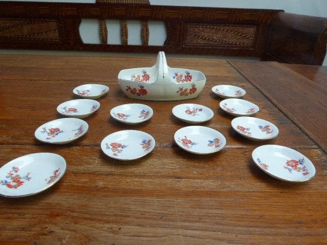 Art deco petit four setje met 12 bordjes, Phoenix China