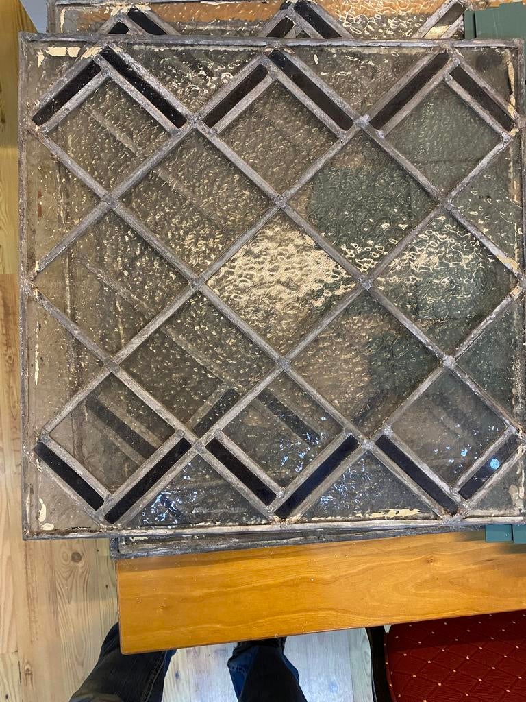 23x antieke glas in lood ramen, Ophalen, Gevelraam of Ruit, Zo goed als nieuw, Minder dan 80 cm