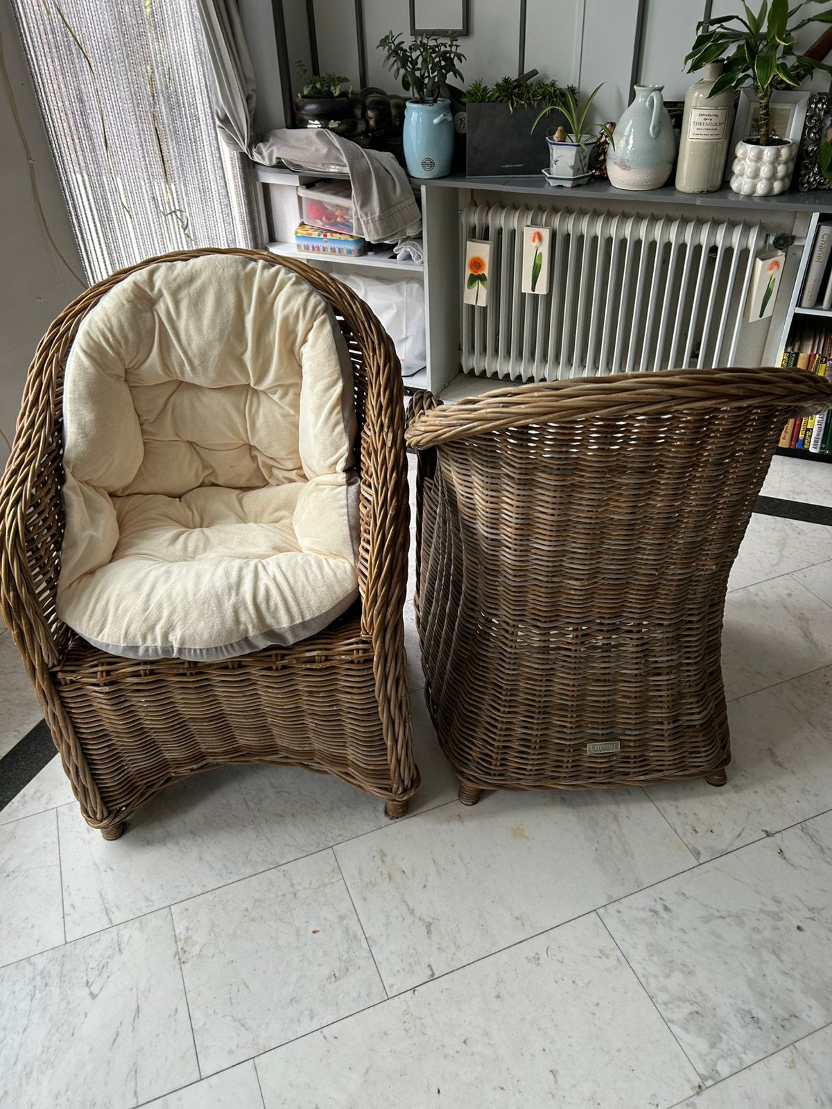 6 rieten stoelen, Ophalen of Verzenden, Zo goed als nieuw, 75 tot 100 cm