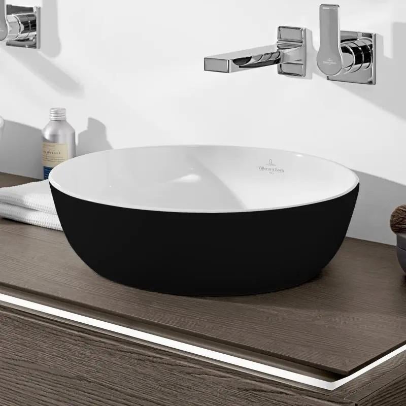 Villeroy & boch opzet wastafel antraciet wit 43 cm, Ophalen, Minder dan 50 cm, Nieuw, Minder dan 100 cm