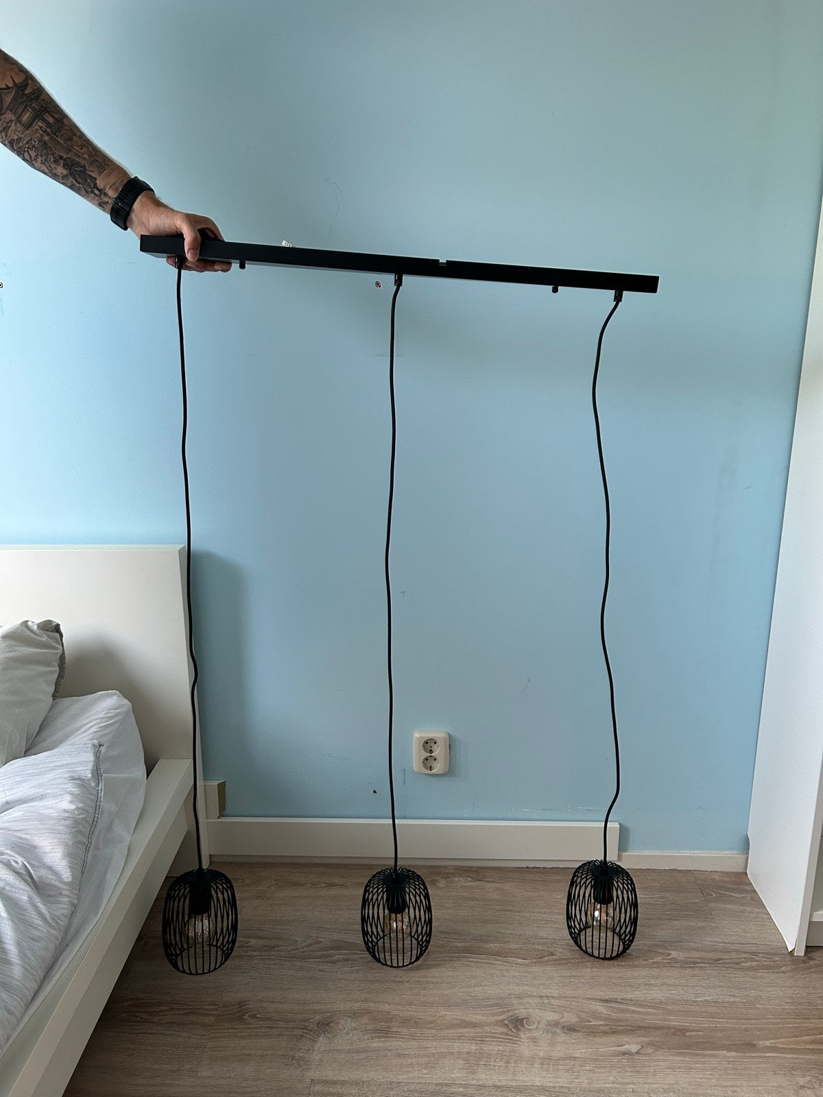Gamma Nikki Hanglamp 3x E27 - Zwart, Zo goed als nieuw, Ophalen, Zo goed als nieuw, Metaal, E27 (groot)
