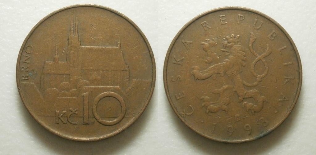 PD31274 Tsjechië 10 Korun 1993, Ophalen of Verzenden, Overige landen, Losse munt