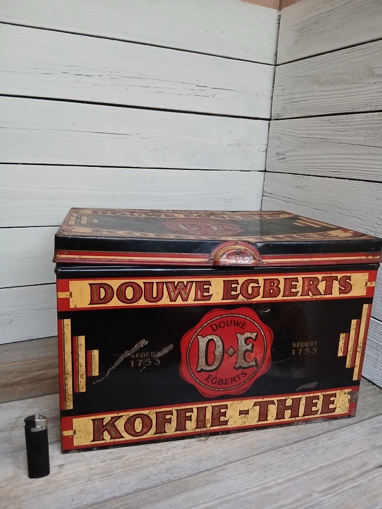 Groot Douwe Egberts koffie of thee winkelblik, 1920-1950., Gebruikt, Overige typen, Onbekend, Ophalen of Verzenden