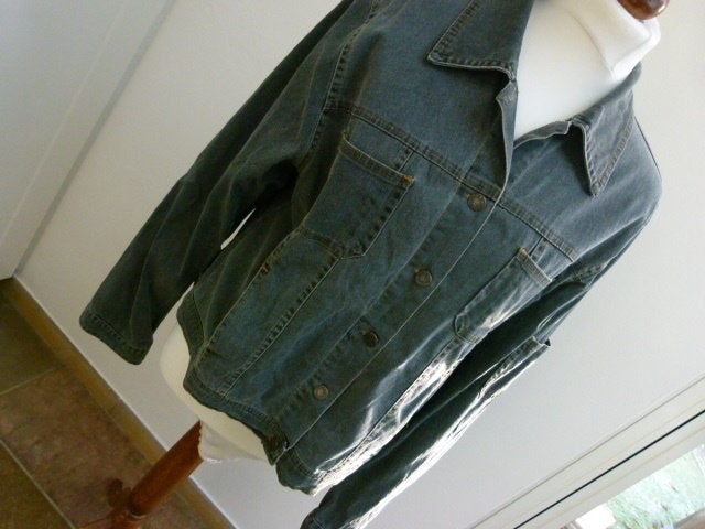 Down to earth zwart vintage spijker jasje maat XL 46, Down to earth, Zwart, Ophalen of Verzenden, Zo goed als nieuw