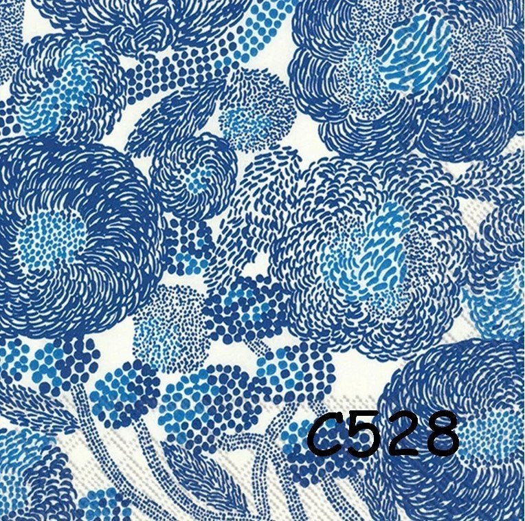 Servetten decoupage/bullet journal – blauw–wit C528, Verzenden, Nieuw