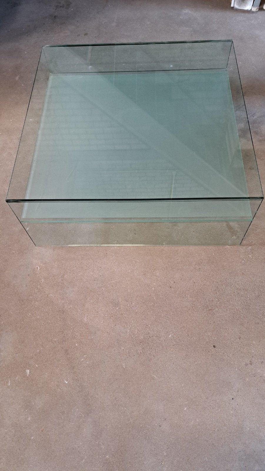 Glazen salontafel 1m x 1m, ruilen voor kratje bier, Ophalen, Gebruikt, 50 tot 100 cm, Vierkant