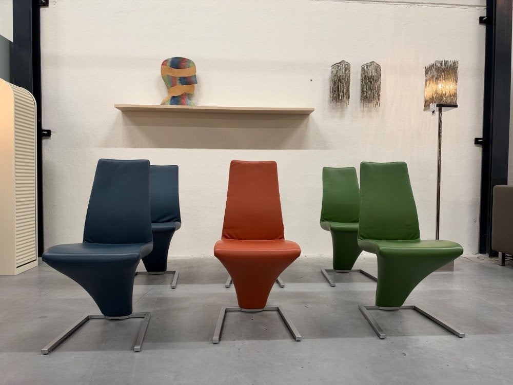6 Rolf Benz 7800 eetkamerstoel Blauw oranje Groen Stoel, Huis en Inrichting, Gebruikt, Overige kleuren, Service@rolf-benz.com