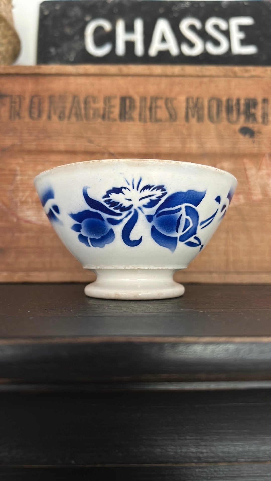 Frans spoelkommetje blauw bloem digoin, Antiek en Kunst, Ophalen of Verzenden