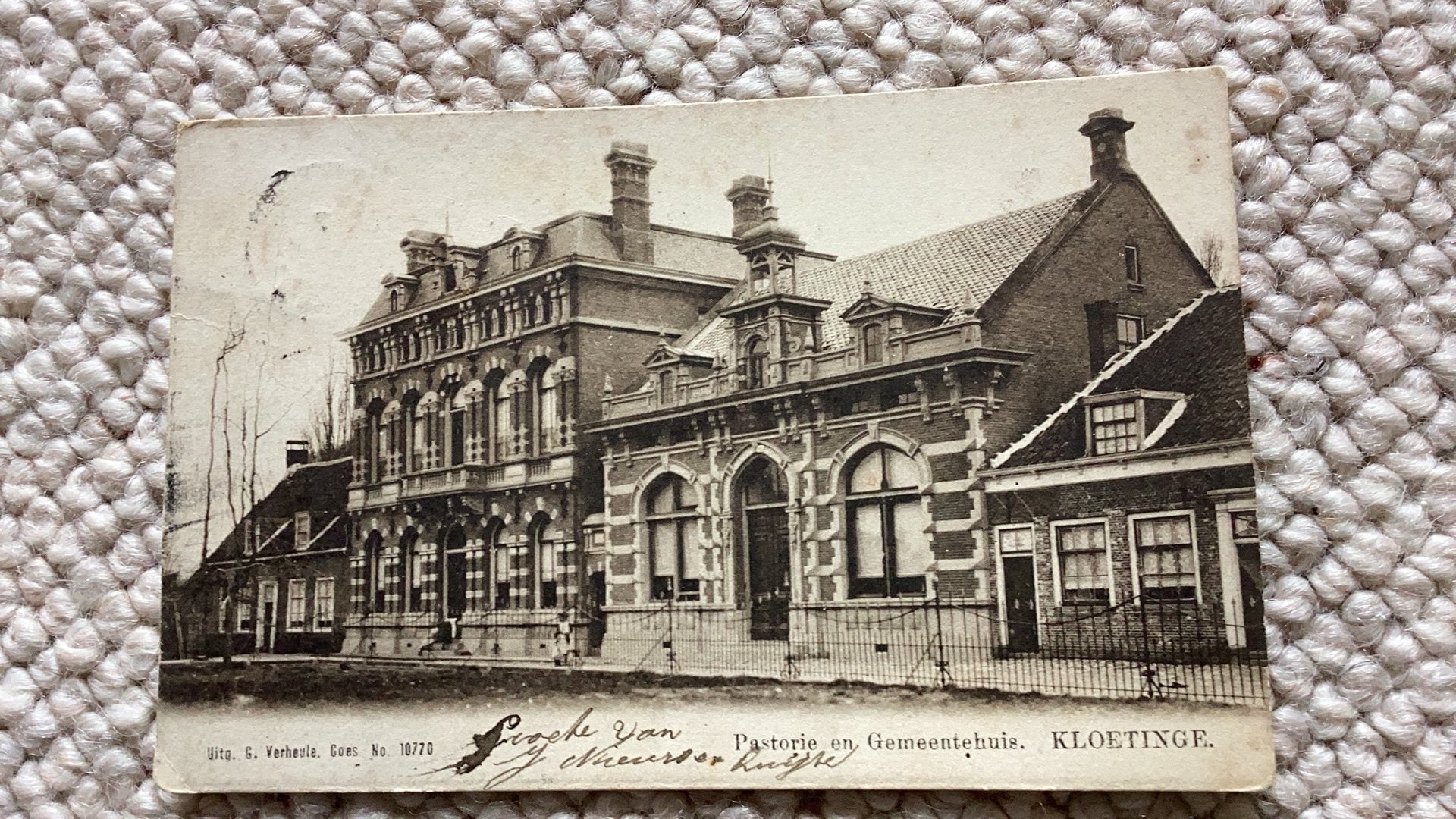 Ansichtkaart Kloetinge Pastorie en Gemeentehuis 1904. 1000, Ophalen of Verzenden, Voor 1920, Gelopen, Zeeland