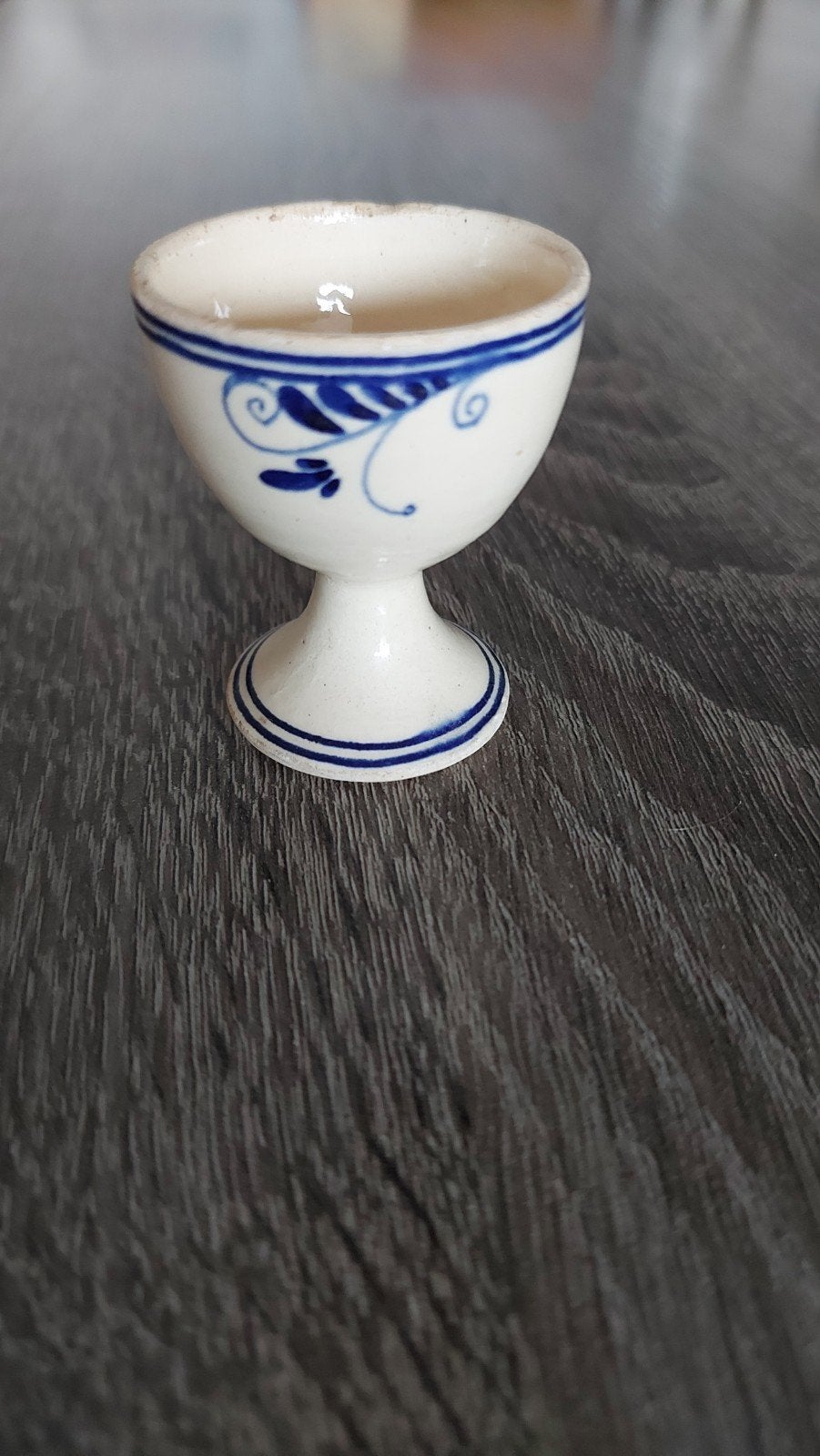 Oud eierdopje met blauw Hollands motief, Ophalen of Verzenden