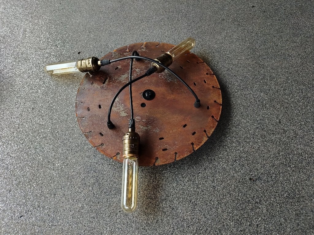 Handgemaakte Industriële Hanglamp, Zaagblad met Edison lamp, Ophalen, Inclusief lichtbron, E27 (groot), Zo goed als nieuw