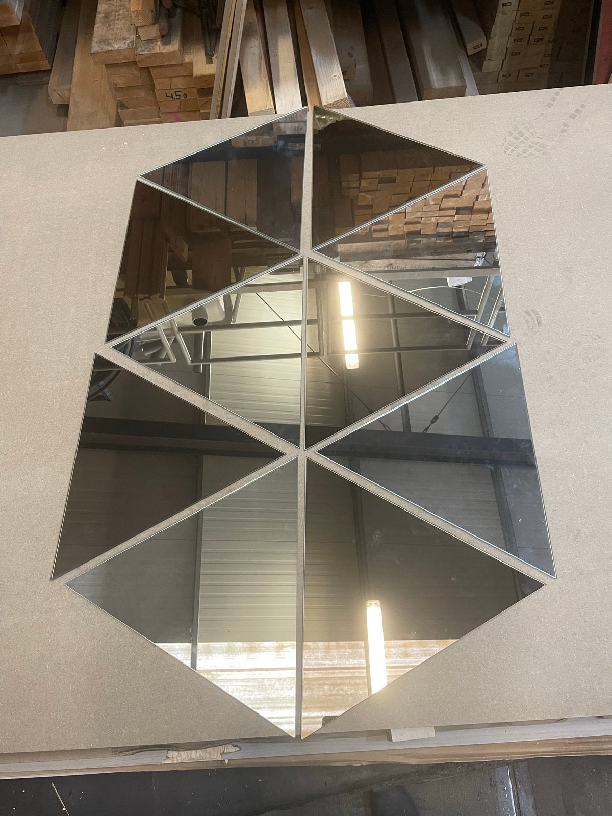 Driehoek Sier plak  spiegels 40x40 €5,- per stuk, Ophalen, Minder dan 50 cm, Nieuw, Minder dan 100 cm