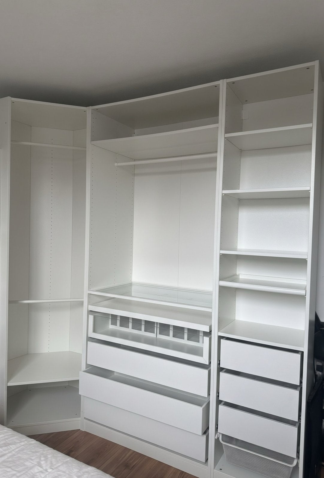 Witte Ikea kledingkast met lades en planken, Ophalen, Met lade(s), 200 cm of meer, 150 tot 200 cm
