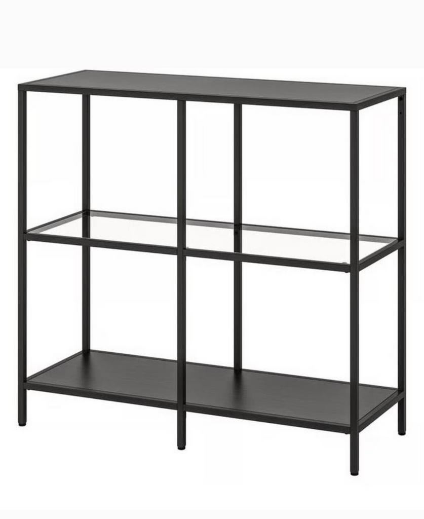 IKEA VITTSJÖ Opbergmeubel / Boekenkast - Zwart/Glas, Ophalen, Zo goed als nieuw