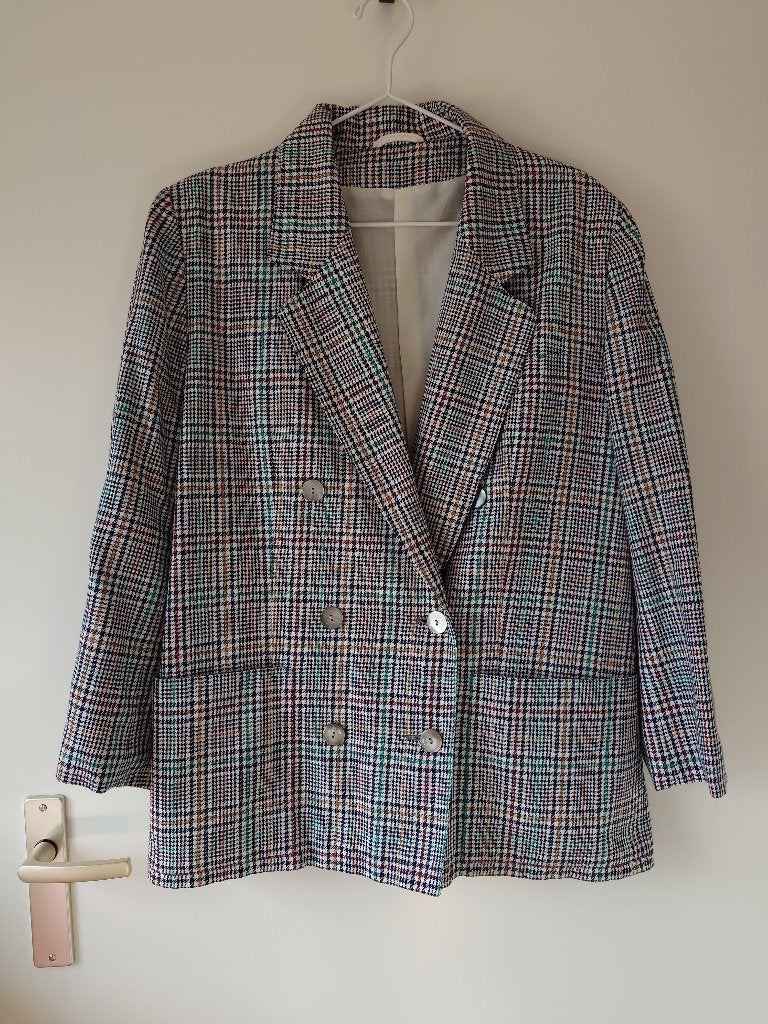 Vintage Canda Blazer Maat L - Geruit Jasje, Meerkleurig, Maat 42/44 (L), Ophalen of Verzenden, Zo goed als nieuw