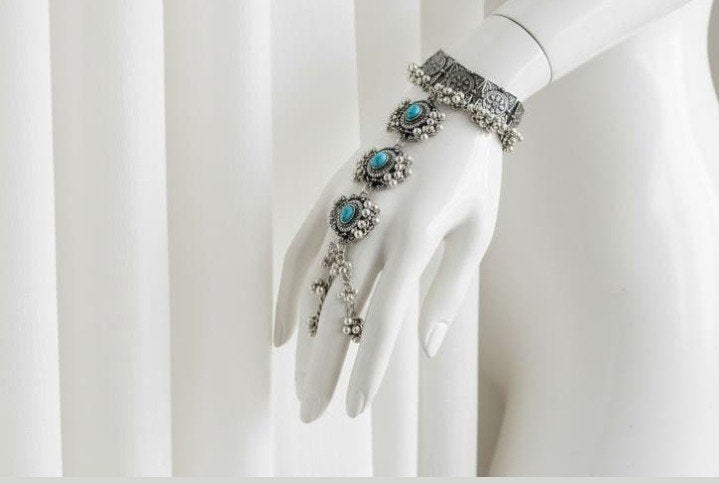 Oosterse handarmband – Boho festivalstijl, Sieraden, Tassen en Uiterlijk, Ophalen of Verzenden, Zilver