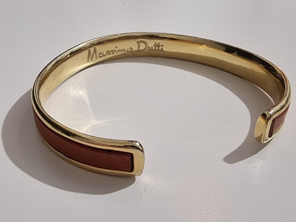 Massimo Dutti Armband Leer en Goudkleurig Metaal, Verzenden, Gebruikt, Goud, Leer