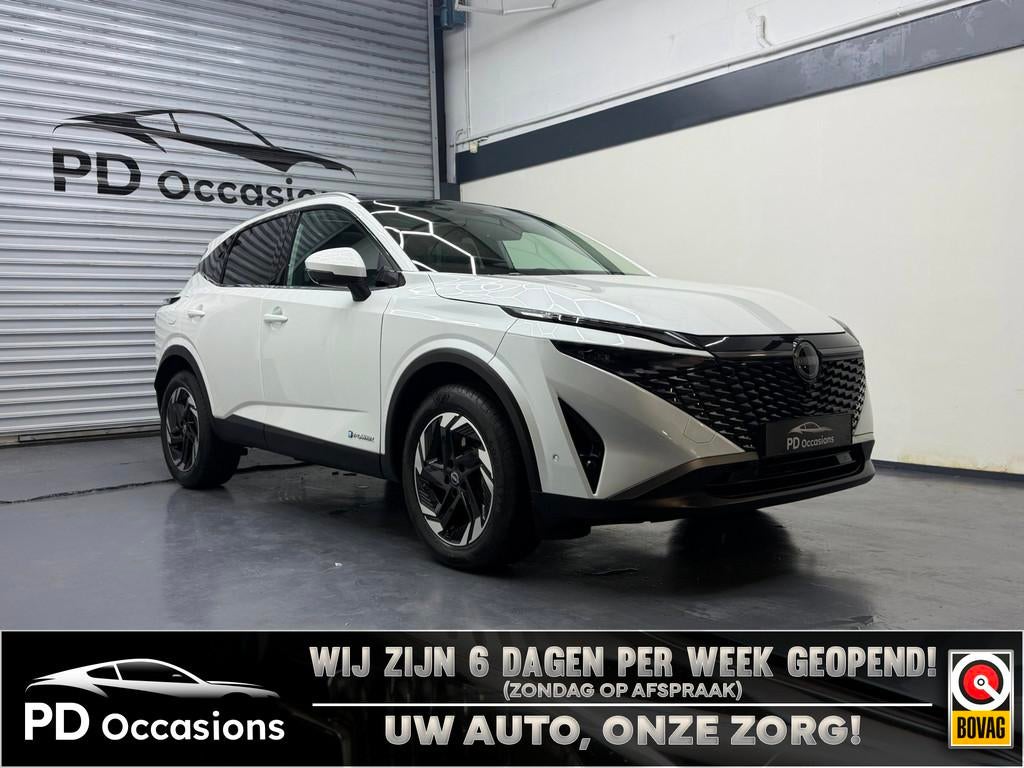 Nissan Qashqai 1.5 e-Power N-Connecta - Pano - Half leer - E, Zwart, Leder en Stof, Origineel Nederlands, Bedrijf