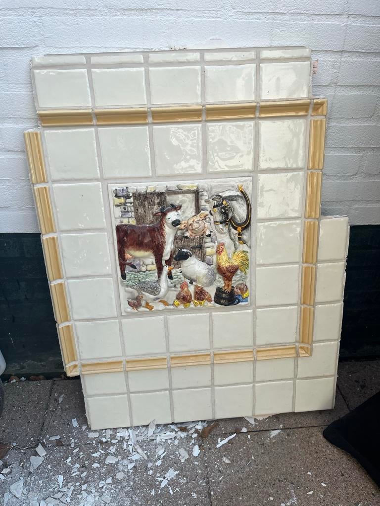Unieke Tegeltableau met Boerderijdieren - Vintage Decoratie, Ophalen