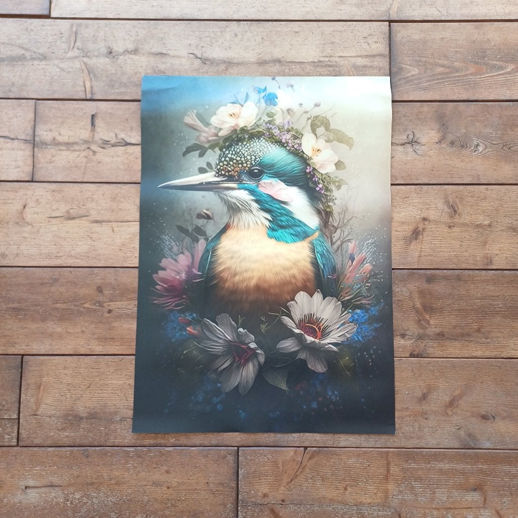 Art print ijsvogel, Ophalen of Verzenden, Zo goed als nieuw, A1 t/m A3, Dier of Natuur