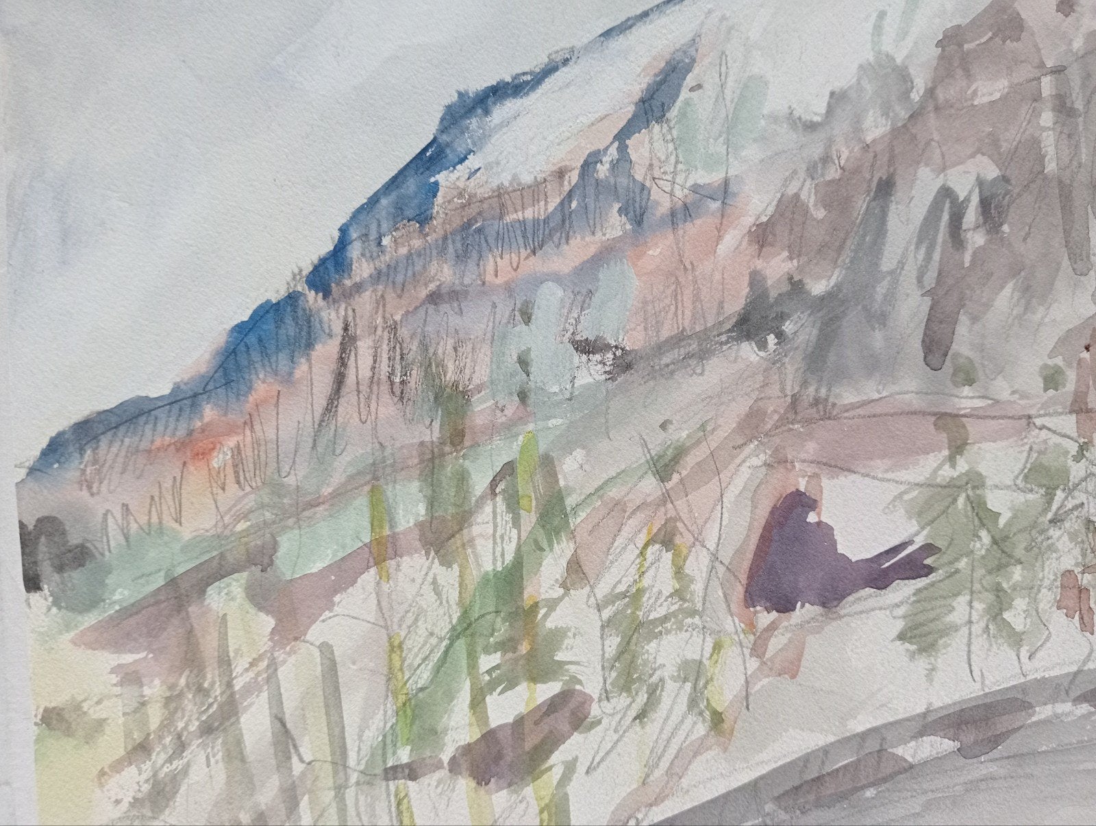Aquarel Berglandschap Kunstcriticus Frans Duister jaren 80, Ophalen of Verzenden