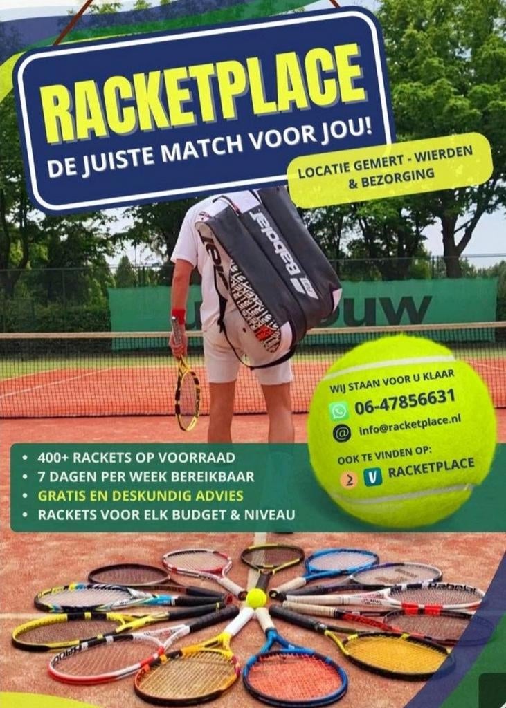 Racketplace +350 Tennisrackets op voorraad & Gratis advies!, Ophalen of Verzenden, Zo goed als nieuw, Racket