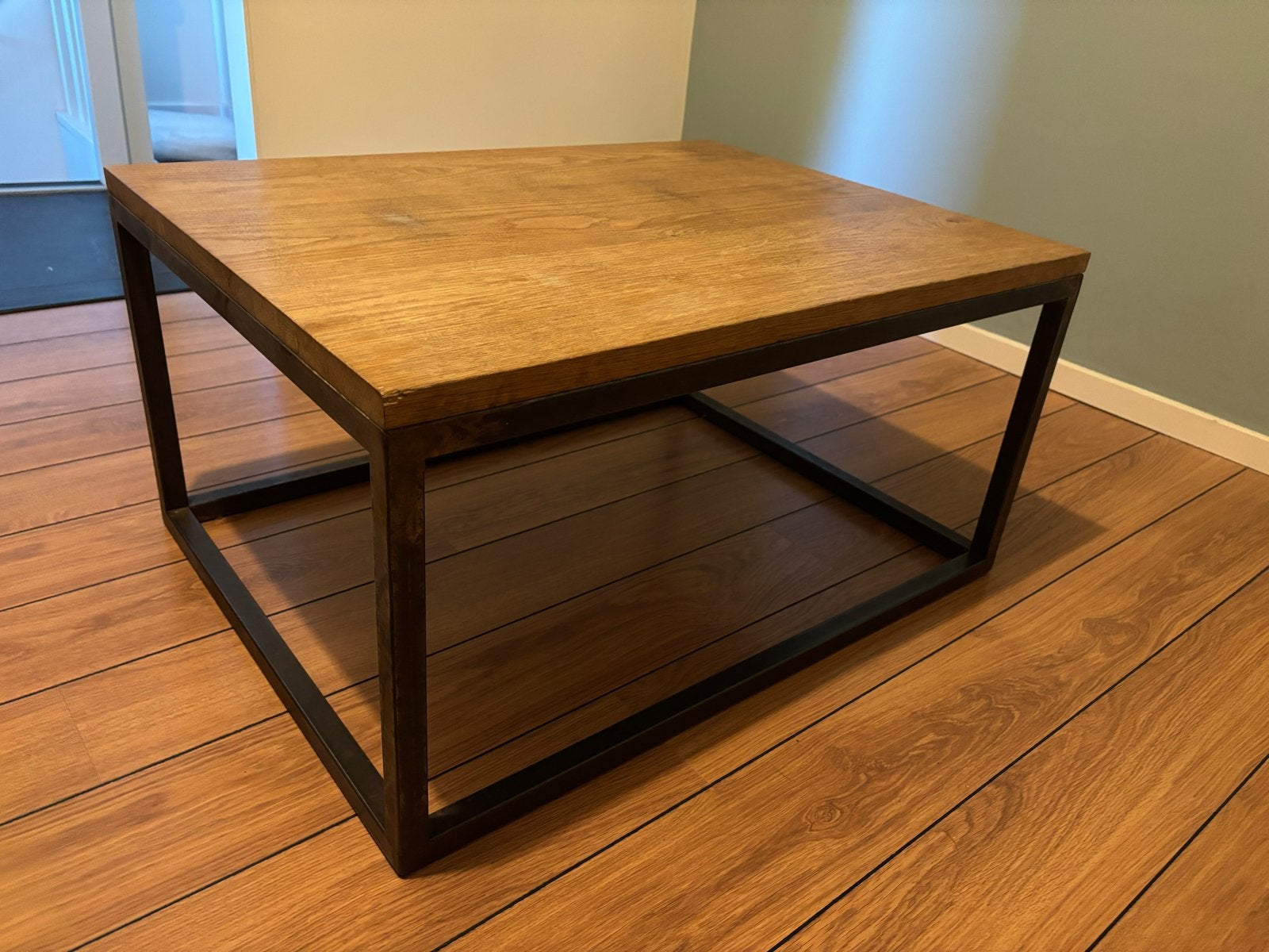Salontafel Vorm Handcrafted - Eikenhout & Metaal, Ophalen, Gebruikt, 50 tot 100 cm, 5 – 50