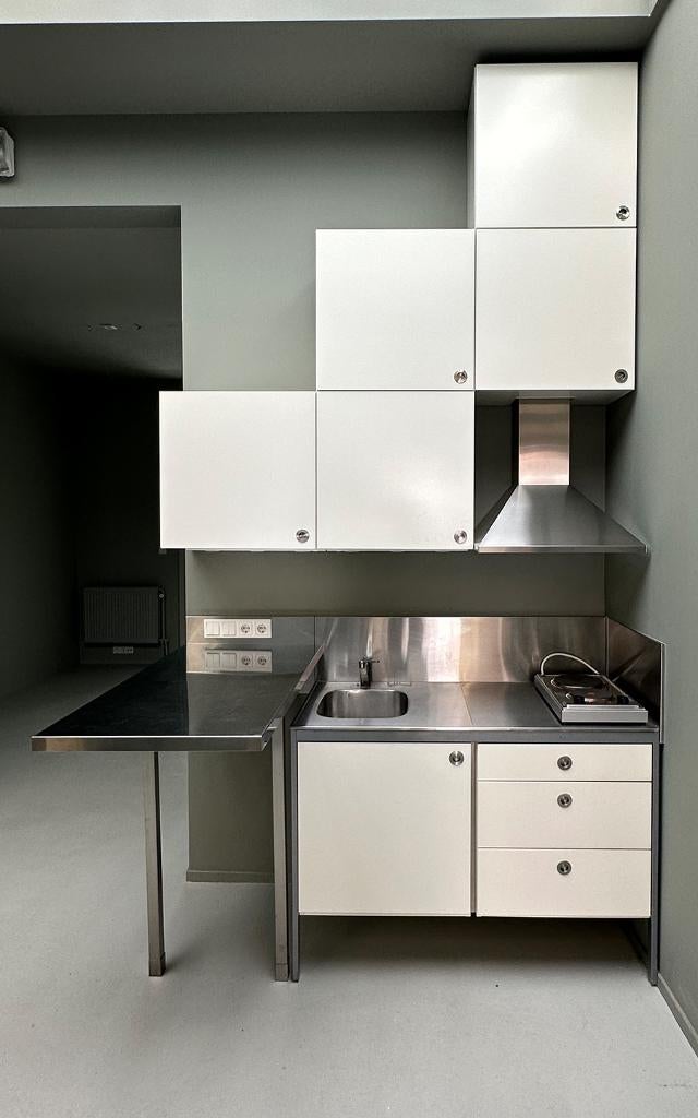 keuken - kitchenette, Huis en Inrichting, Keuken | Complete keukens, Gebruikt, Enkelwandige keuken, Wit, Staal of Rvs, Ophalen