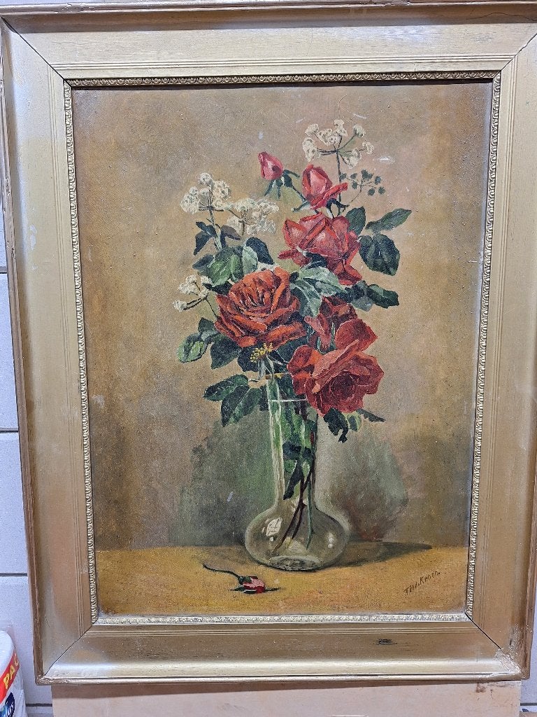 Vaas met Rozen   T H Kroon, Ophalen of Verzenden