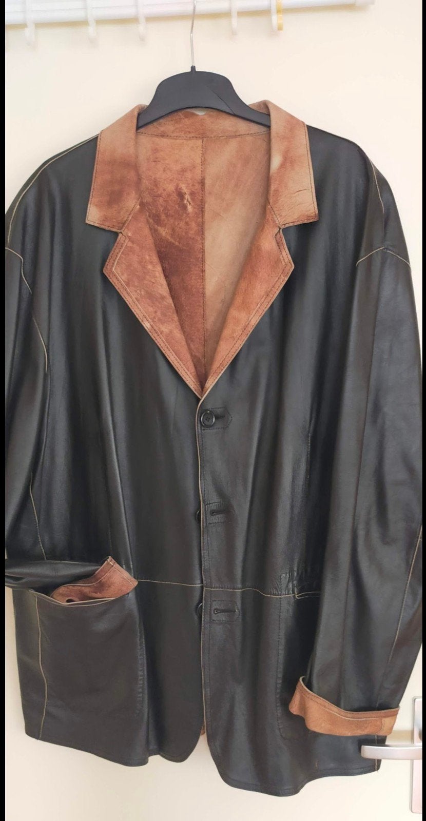 Leren heren jasje mt. 52/54, Kleding | Heren, Kostuums en Colberts, Ophalen of Verzenden, Zo goed als nieuw, Maat 52/54 (L)