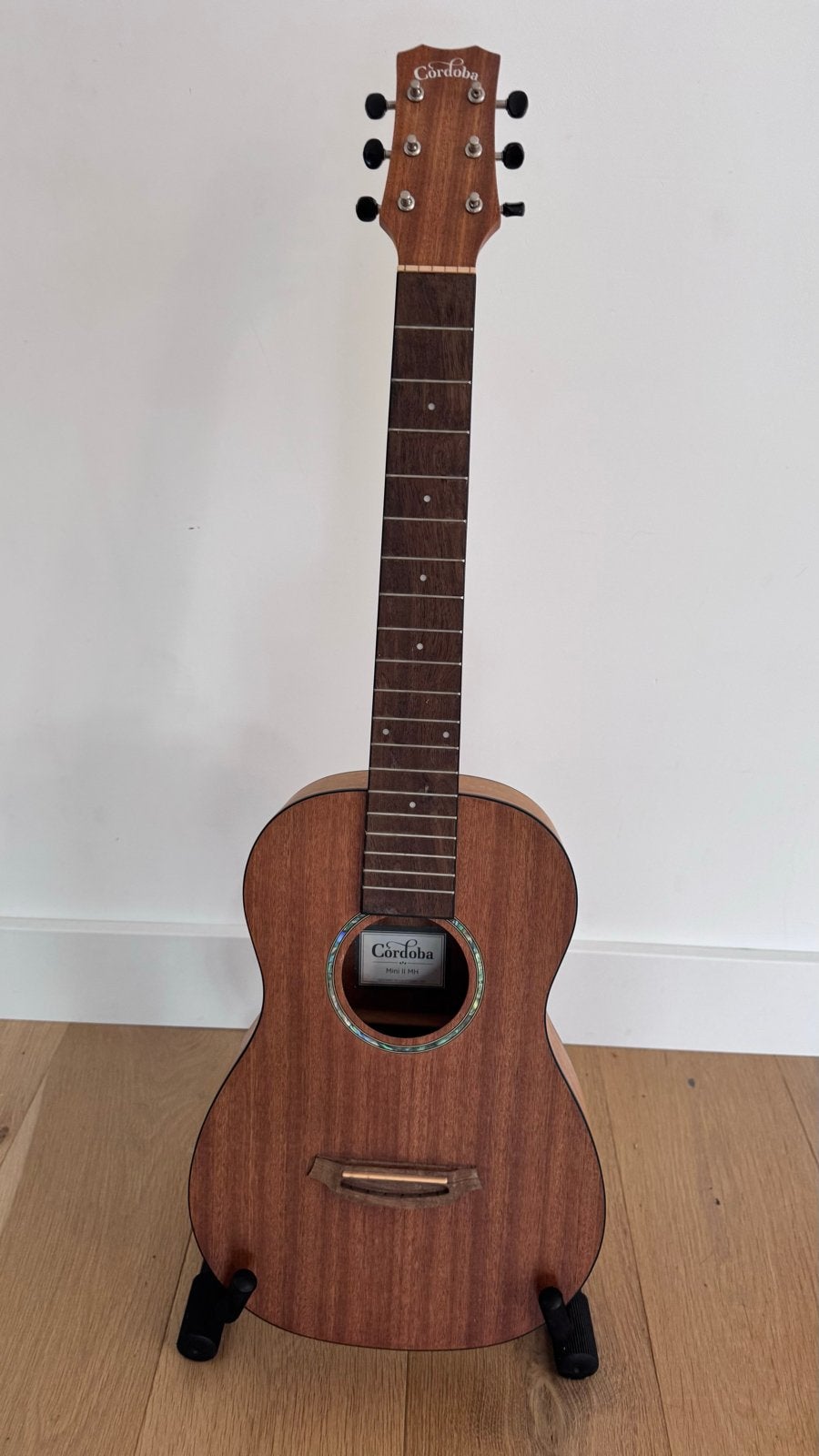 Cordoba Mini II MH Mahonie Concertgitaar met standaard, Muziek en Instrumenten, Ophalen of Verzenden, Gebruikt, Klassieke of Spaanse gitaar