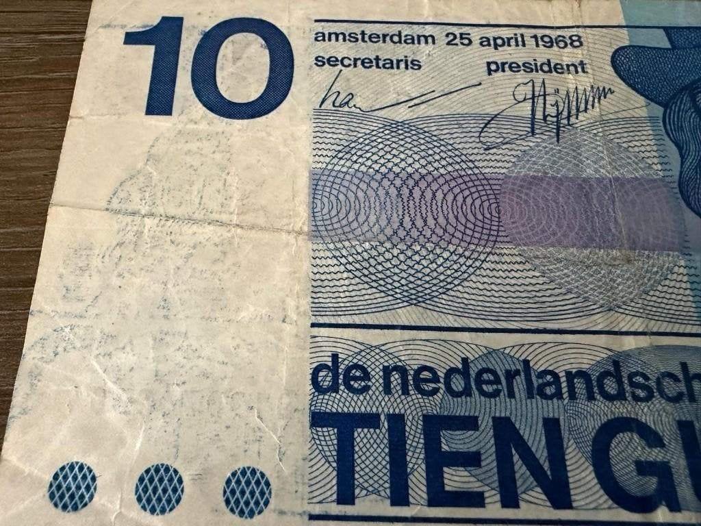 Misdruk biljet 10 gulden 1968, flinke afdruk Frans Hals, Postzegels en Munten, Bankbiljetten | Nederland, Ophalen of Verzenden