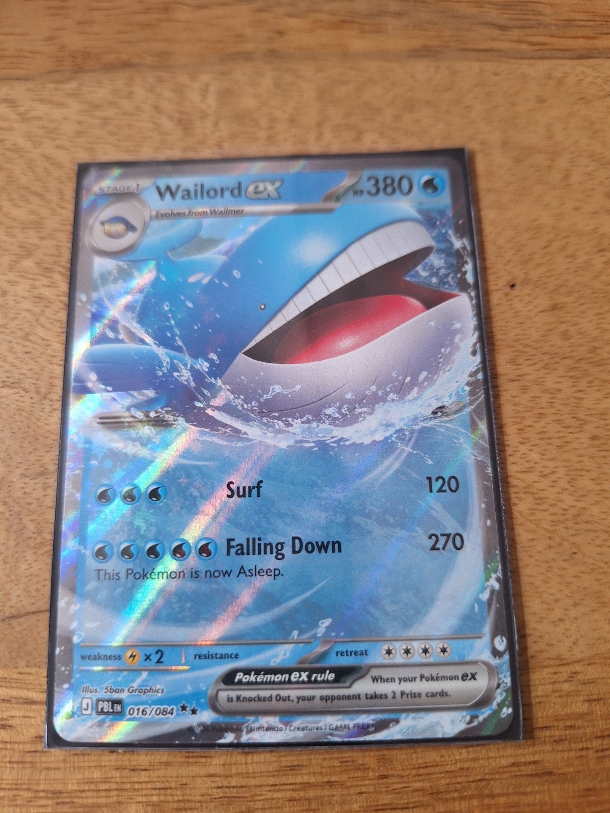 Wailord ex Pokémon kaart 016/084 - Full Art, Ophalen of Verzenden, Zo goed als nieuw, Losse kaart, Foil