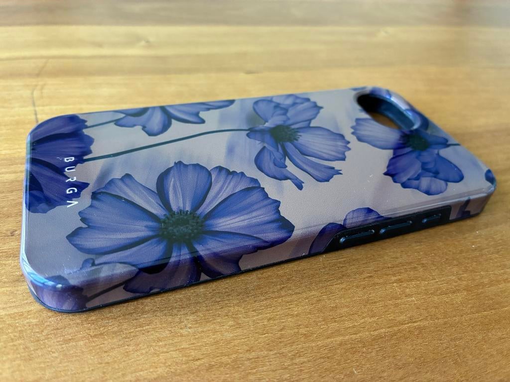 Burga Premium Hoesje voor iPhone 16e - Bloemenprint, Kunststof, Krasbestendig, Paars, IPhone 16e