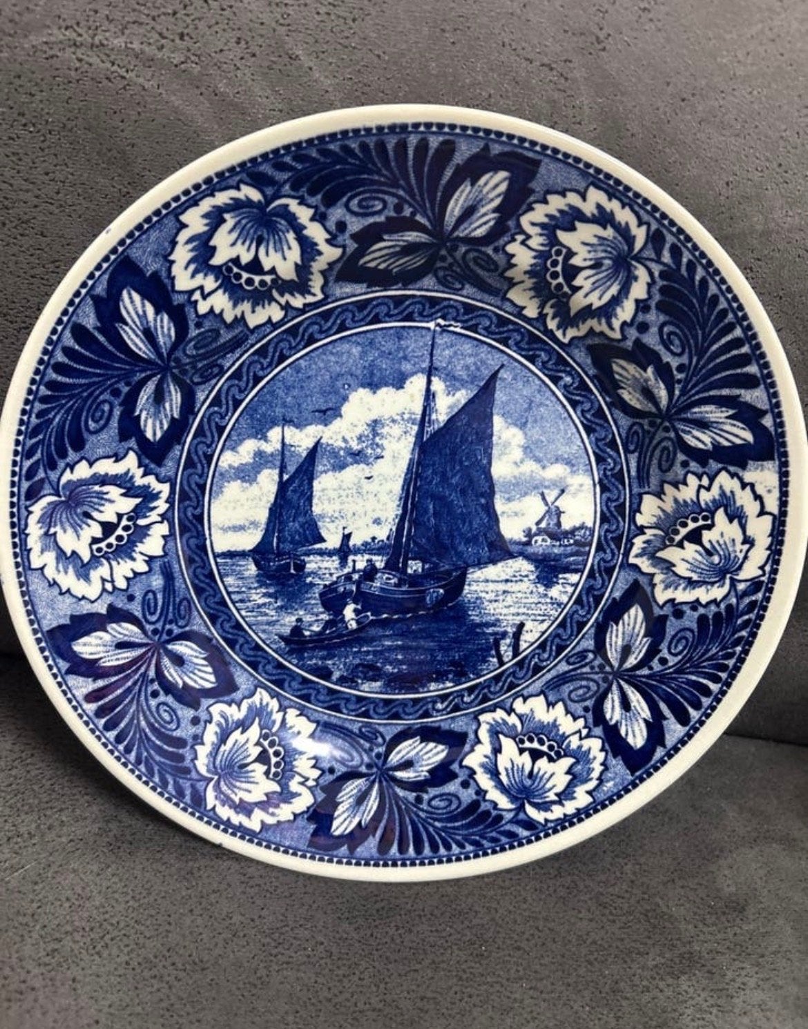 Delfts Blauw Sierbord met Hollandse Zeilboten, Ophalen of Verzenden