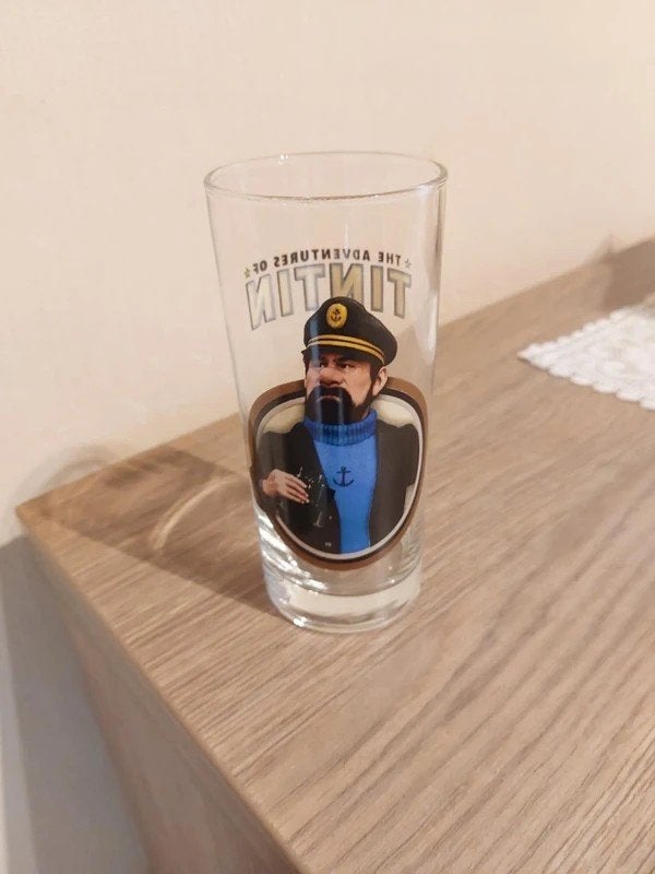 Drinkglas / Kapitein Haddock / De avonturen van Kuifje, Verzamelen, Stripfiguren, Verzenden, Kuifje, Zo goed als nieuw, Gebruiksvoorwerp