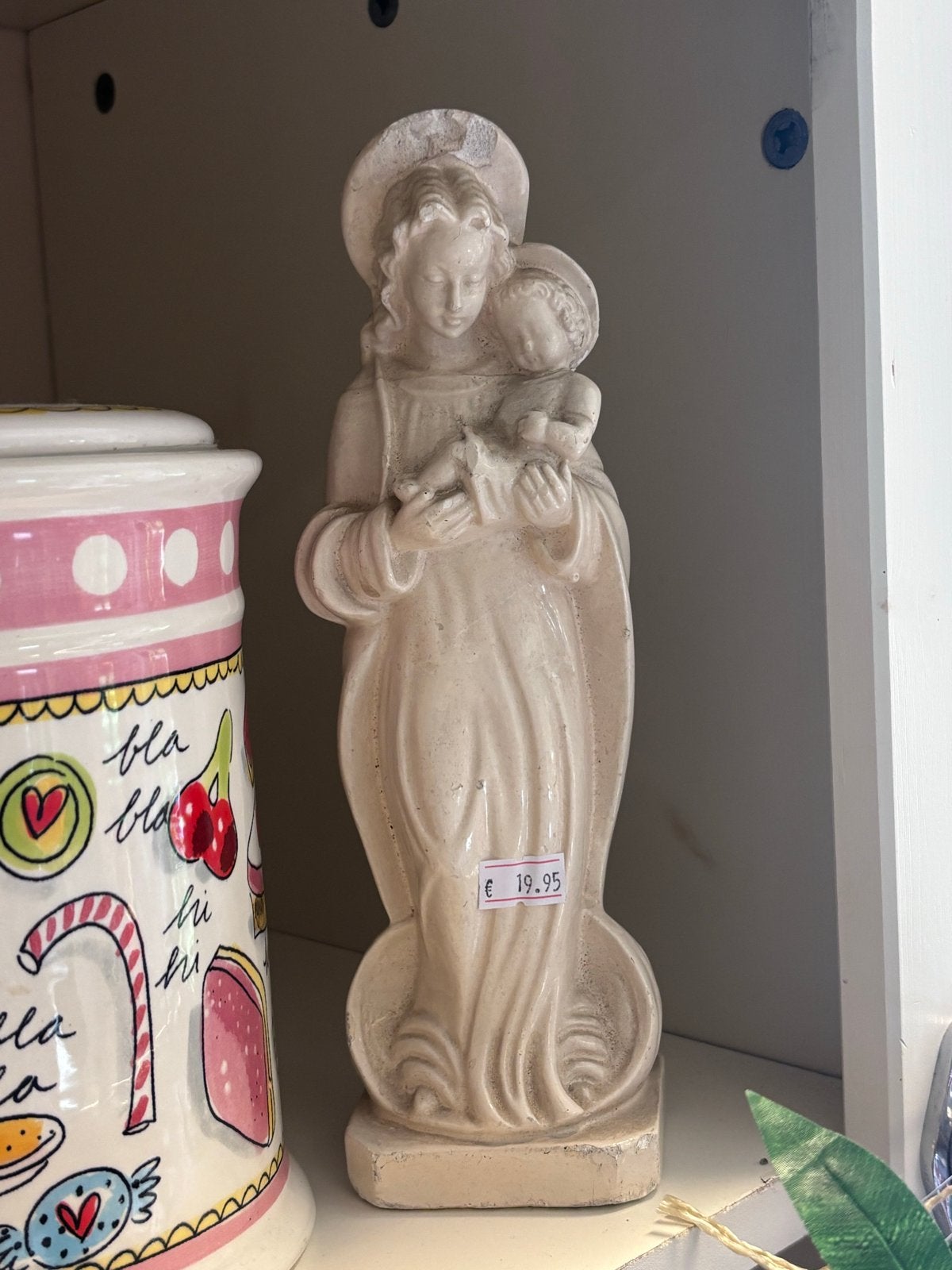 Beeldje Maria met Kindje Jezus - Religieuze Decoratie, Antiek en Kunst, Ophalen of Verzenden