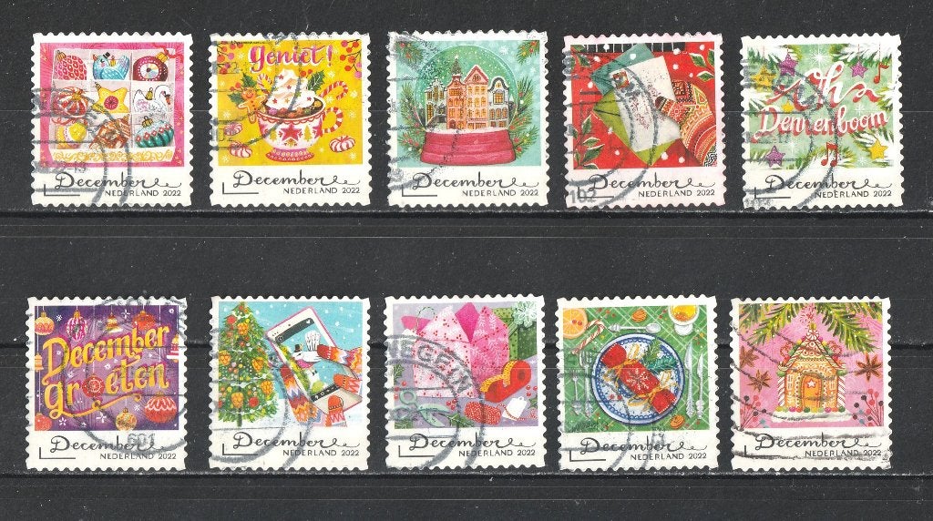 7 De serie Decemberzegels 2022, Postzegels en Munten, Postzegels | Nederland, Verzenden, Na 1940, Gestempeld
