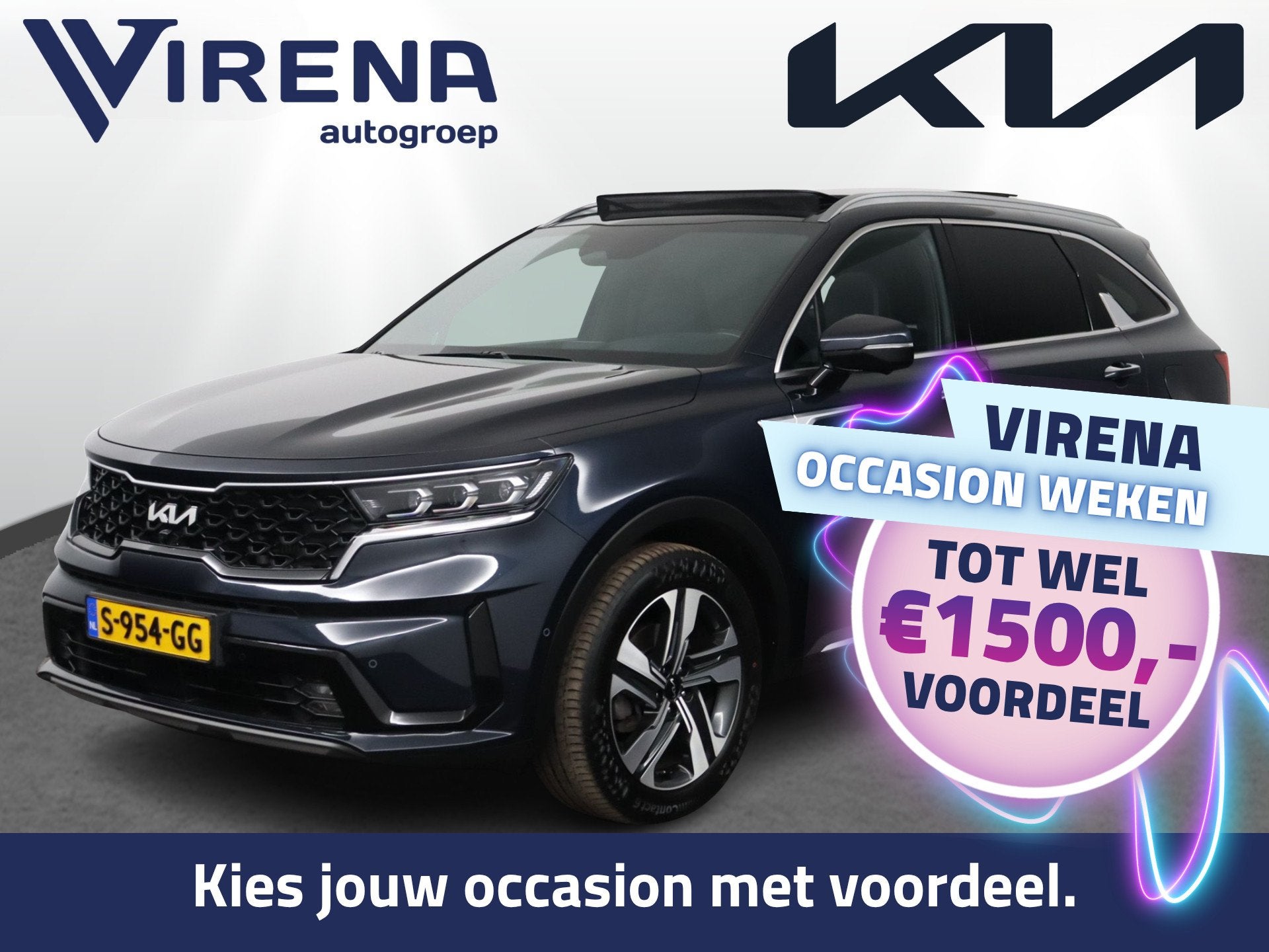 Kia Sorento 1.6 T-GDI Hybrid 2WD ExecutiveLine 5p. - Schuif-, Auto's, Gebruikt, 4 cilinders, Blauw, 1650 kg