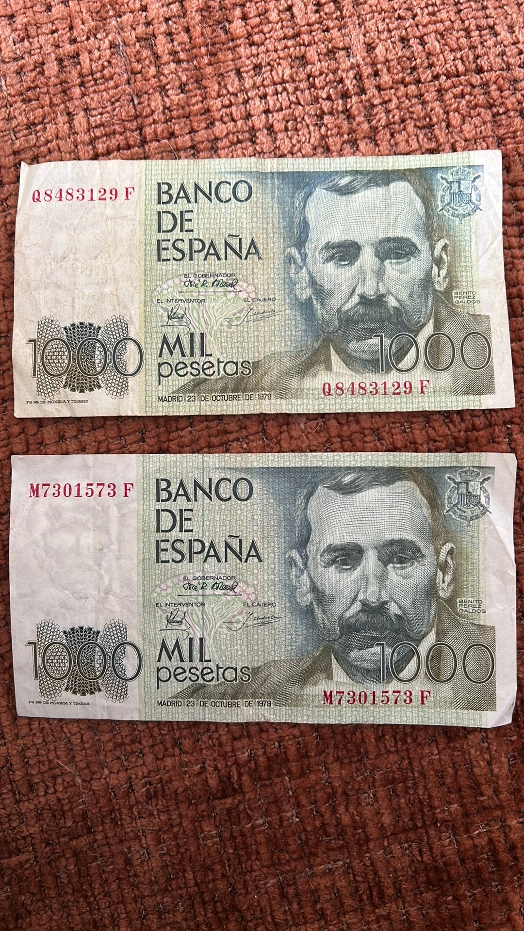 2 biljetten van 1000 spaanse pesetas, Postzegels en Munten, Ophalen of Verzenden, Overige landen