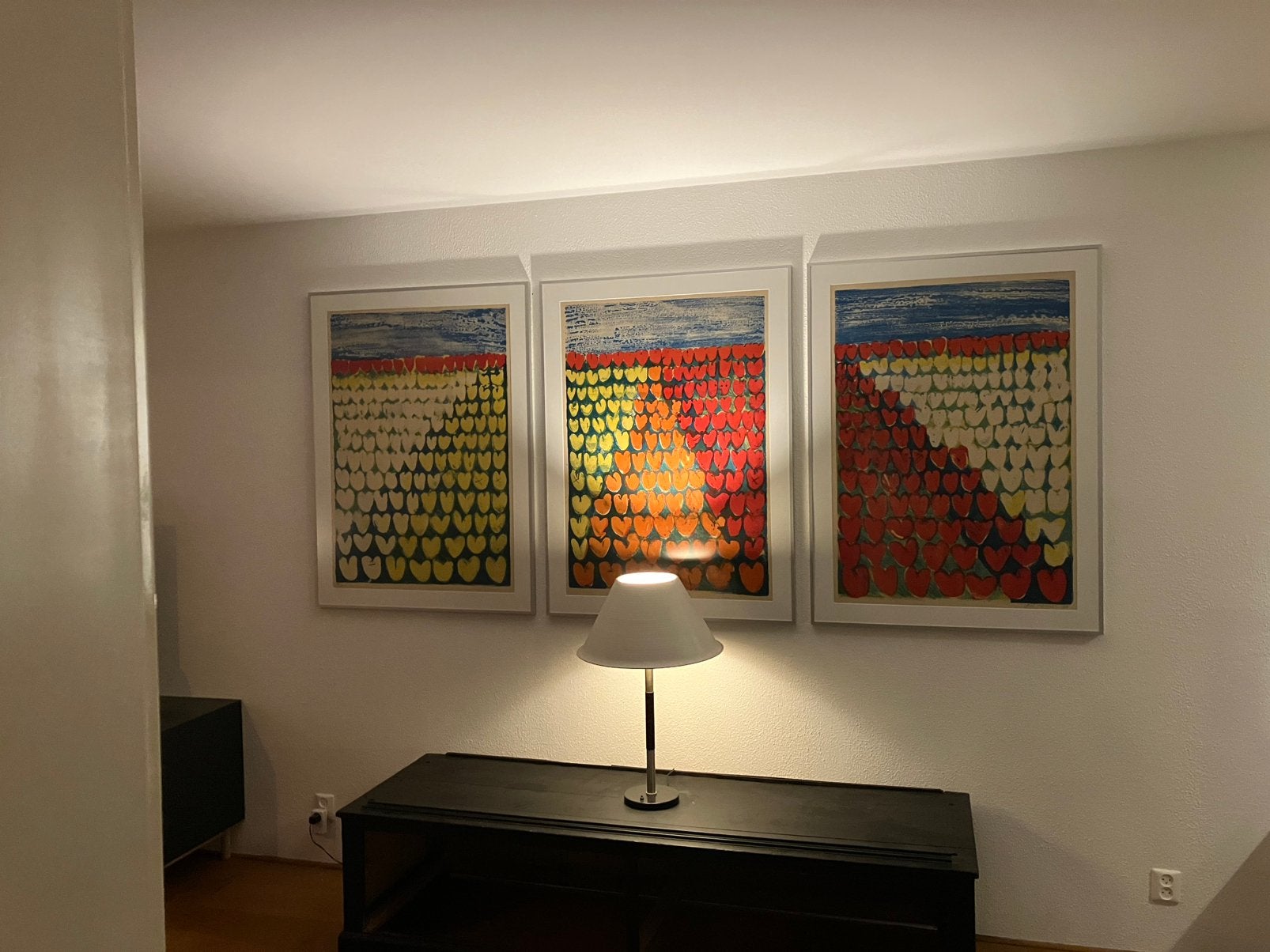 Tulpenveld drieluik -  Jan Cremer 1976, Ophalen, Zeefdruk, Lithografie, Met ophangsysteem
