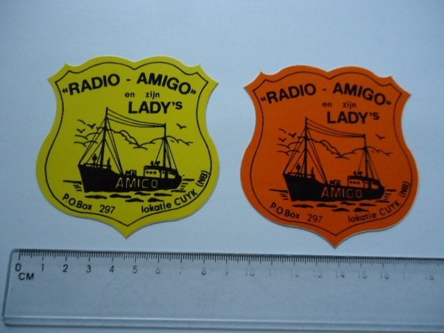 sticker oud RADIO Amigo piraat zendschip cuyk cuijk piraten, Verzenden, Zo goed als nieuw, Bedrijf of Vereniging