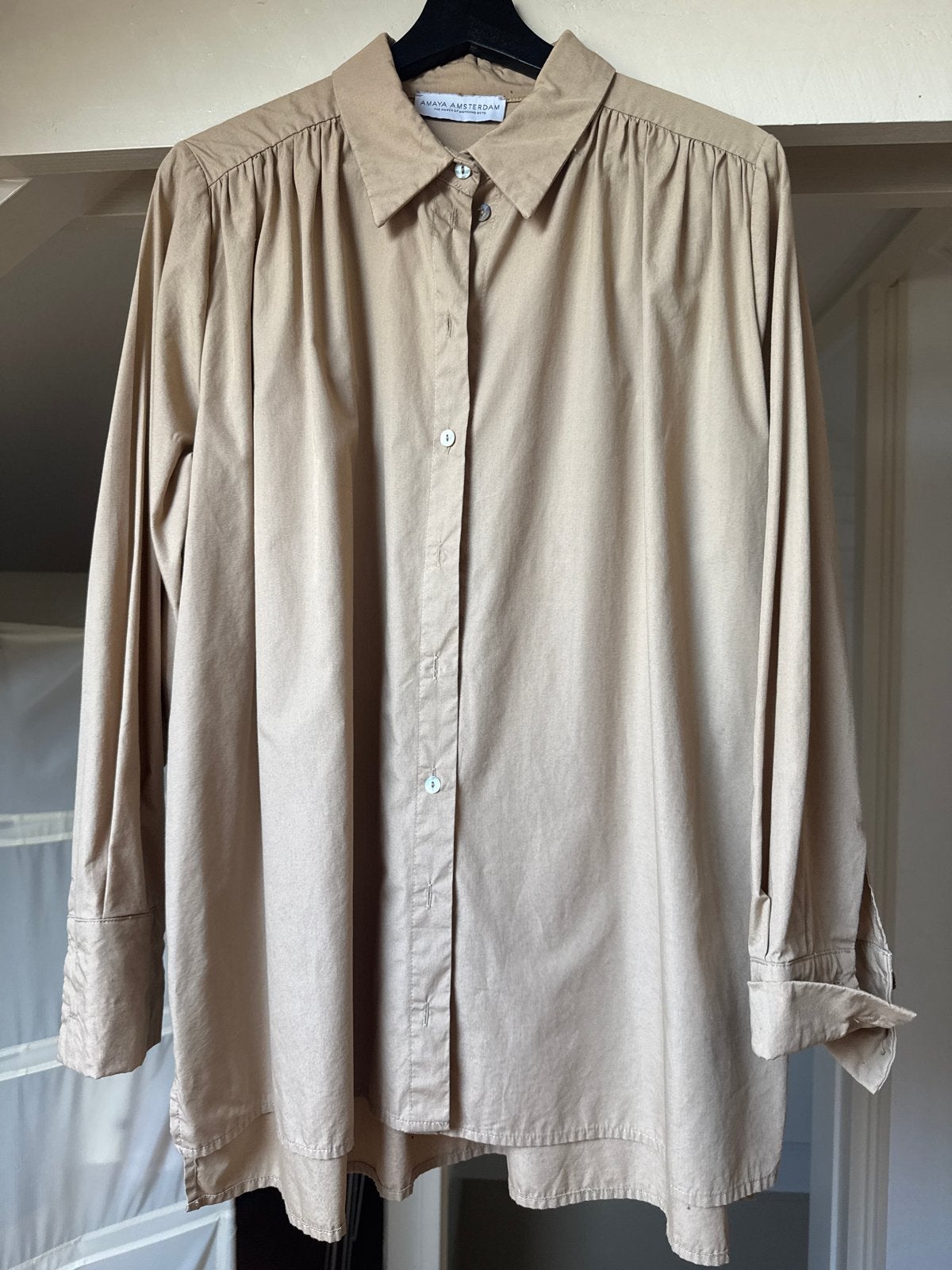 Amaya Amsterdam  Blouse - Maat L, Kleding | Dames, Ophalen of Verzenden, Zo goed als nieuw, Maat 42/44 (L), Beige