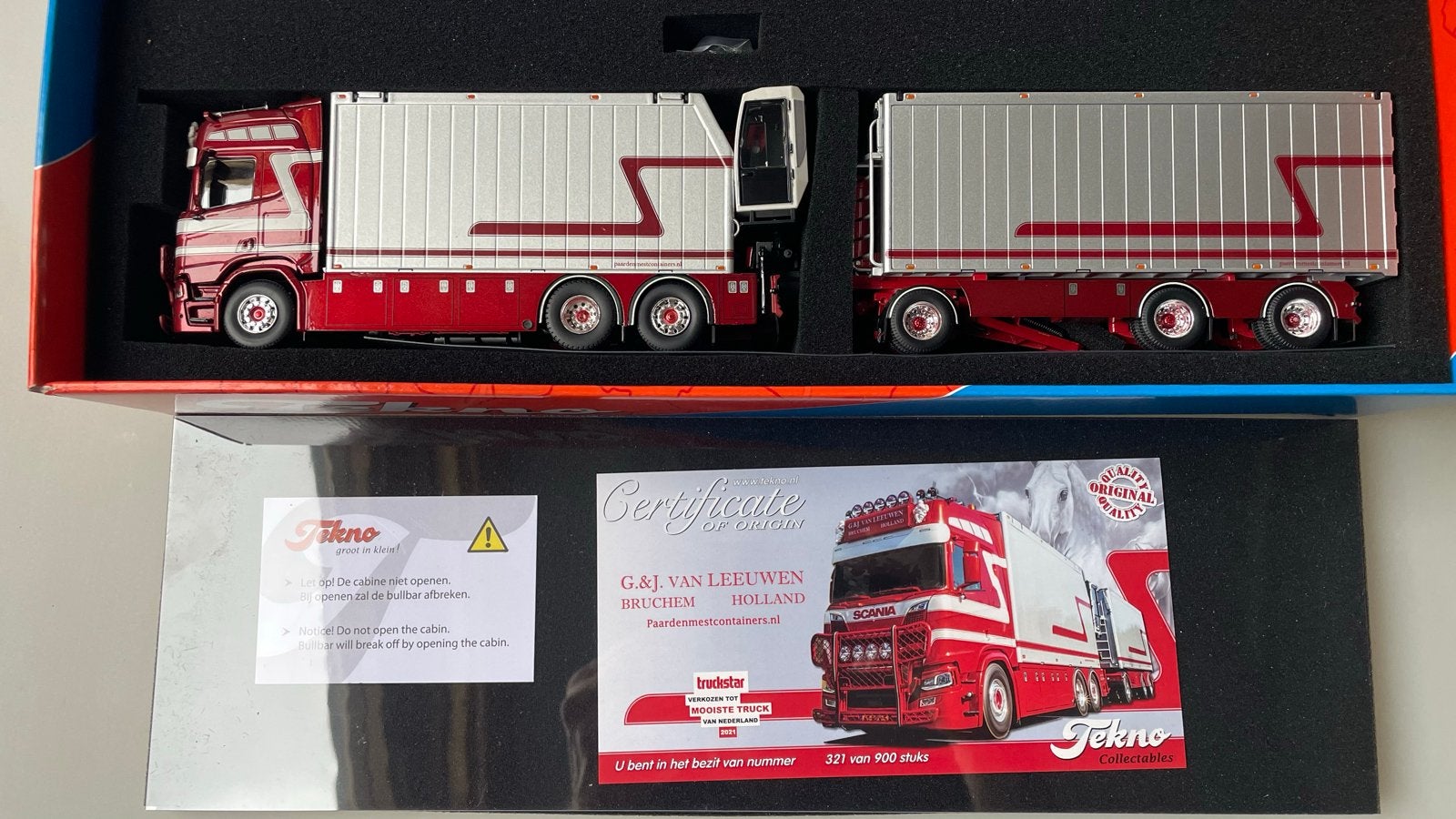 Tekno Scania G&J van Leeuwen, Hobby en Vrije tijd, Modelauto's | 1:50, Ophalen of Verzenden, Nieuw, Bus of Vrachtwagen, Overige merken