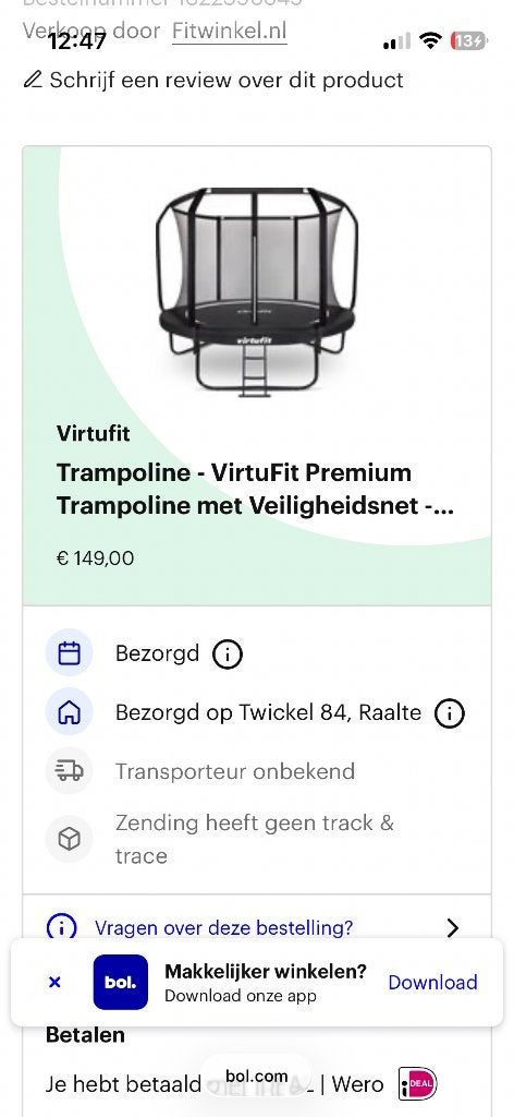 Trampoline, Ophalen, Gebruikt