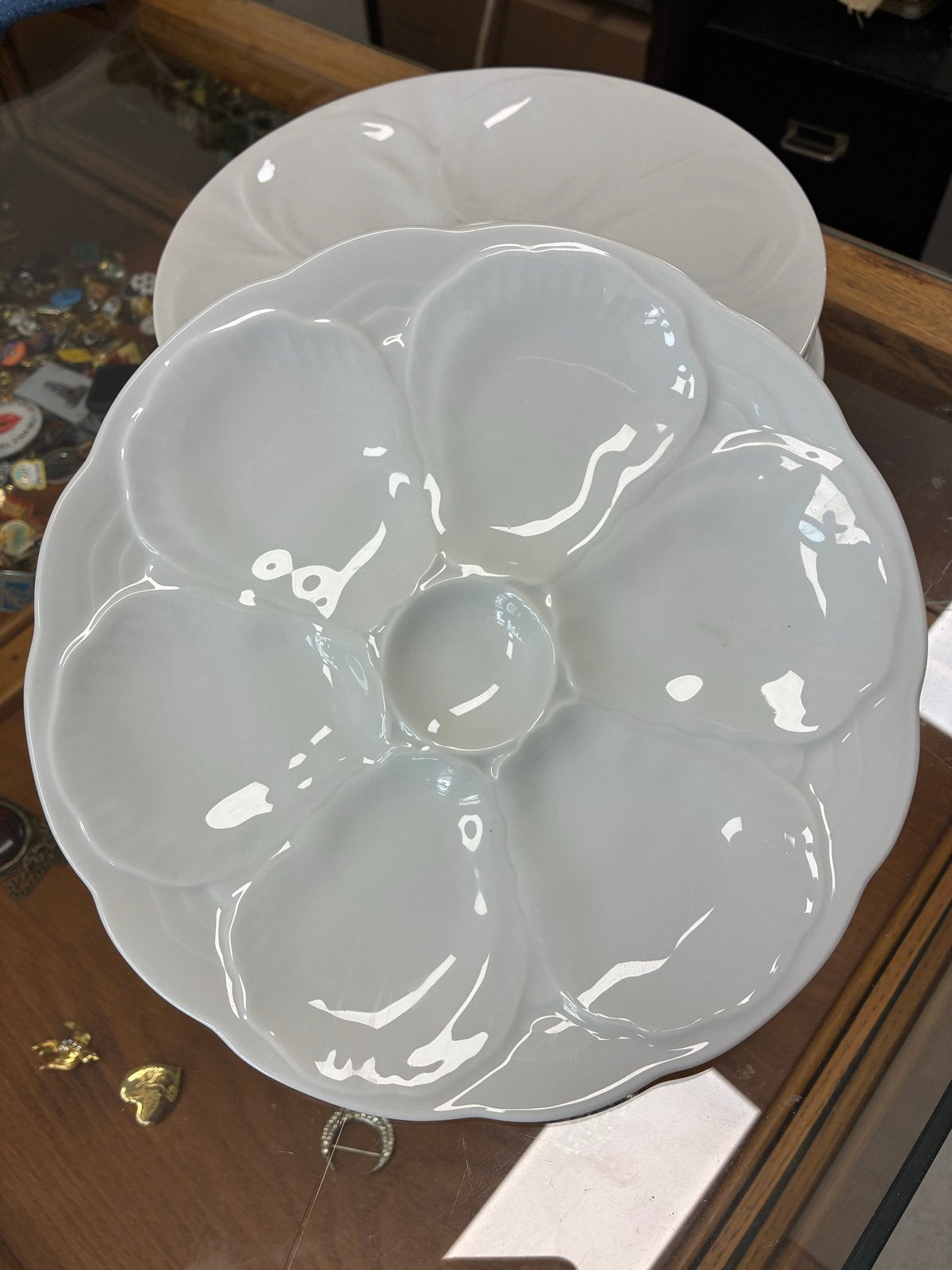 Witte oesterschaal van porselein (set van 5), Ophalen of Verzenden, Modern, Porselein, Schaal of Schalen