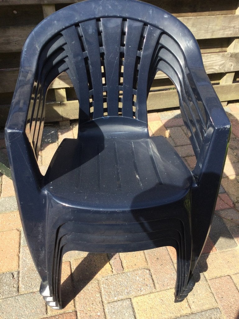Tuinstoelen stapelbaar JARDIN 4 stuks blauw, Ophalen, Gebruikt, Kunststof, Stapelbaar