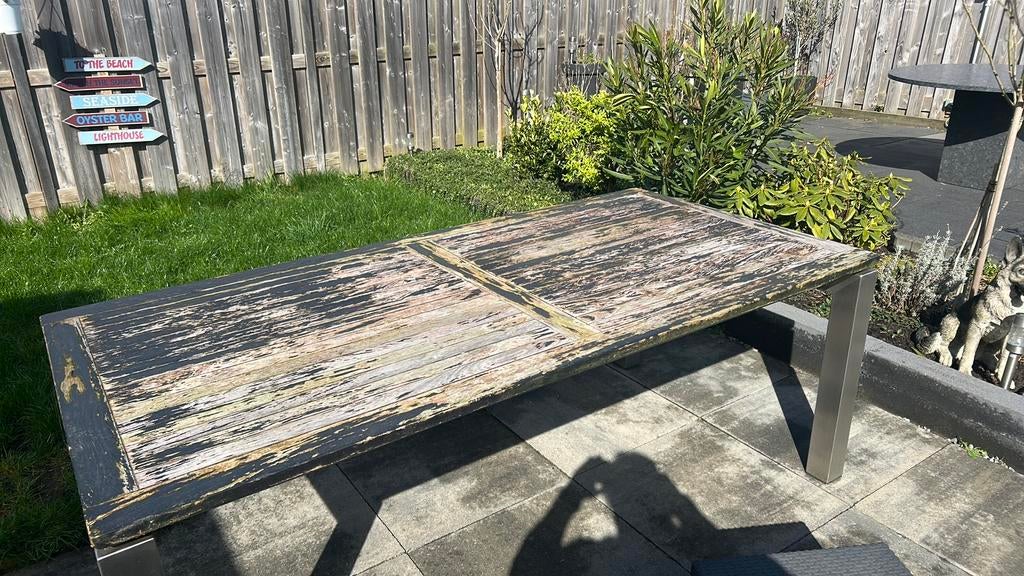 Tuintafel, Tuin en Terras, Tuinsets en Loungesets, Ophalen, Gebruikt, Rvs, Tuinset
