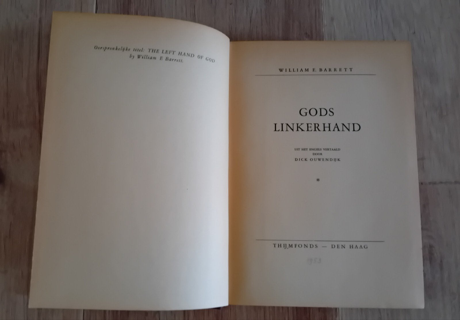Gods linkerhand    William Barrett, Ophalen, 19e eeuw, Zo goed als nieuw, William Barrett