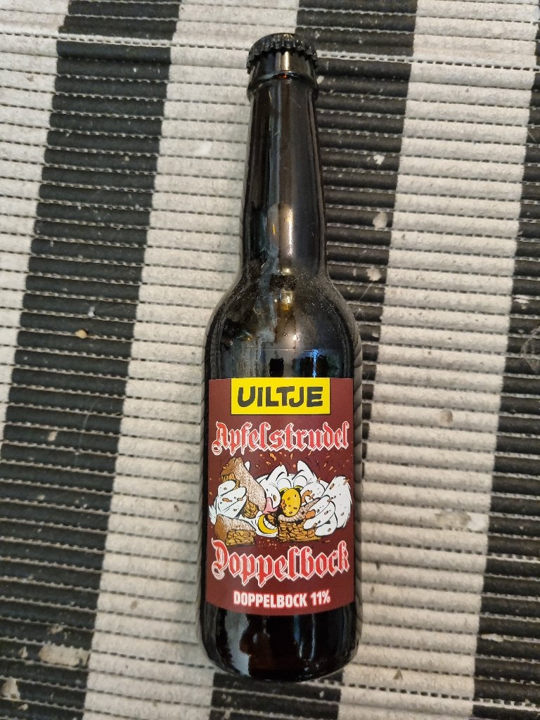 1x Apfelstrudel Doppelbock van Uiltje Brewing Company (11%), Verzamelen, Biermerken, Ophalen of Verzenden, Nieuw, Flesje(s), Overige merken